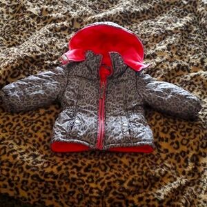 18M Girls Winter Jacket...Leopard Black/Grey/Pink
